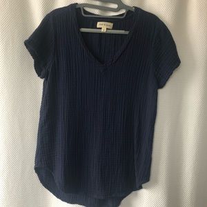 Cloth & Stone gauzy cotton top Navy - Small